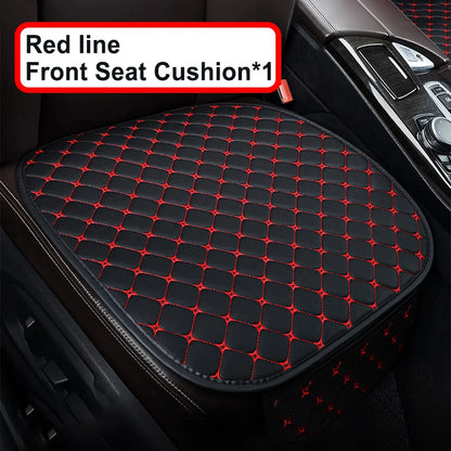 Universal PU Leather Car Seat Cover - Minimalist Soft Seat Cushion Protector with Storage Pocket for Car Interior Accessories