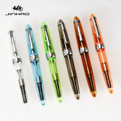 JINHAO 992 Fountain Pen 0.5mm — 12 Color Options, Silver Clip, Student Writing & Office Supplies