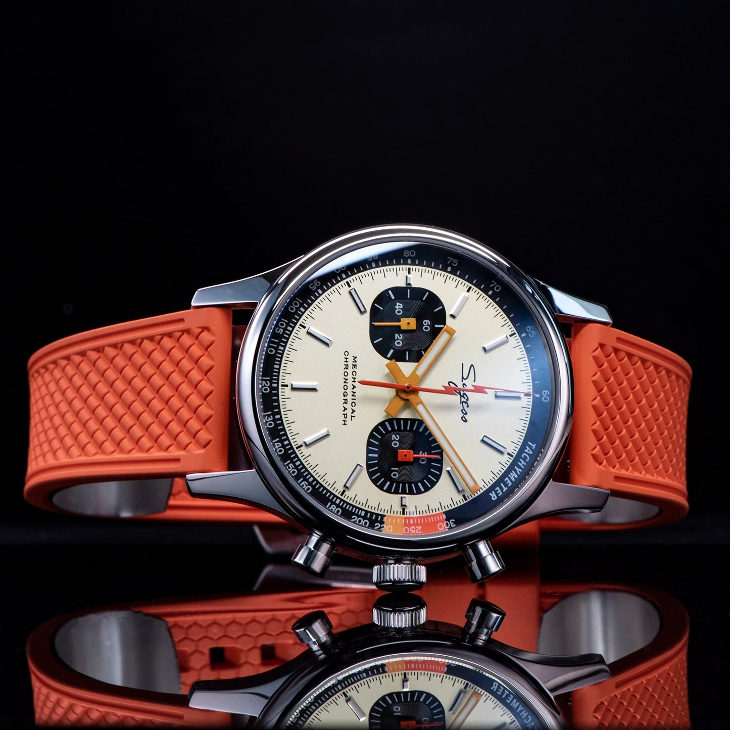 Sugess Pilot Men’s Chronograph Watch — Original ST1901 Mechanical Movement, Sapphire Crystal, Waterproof Racing Strap