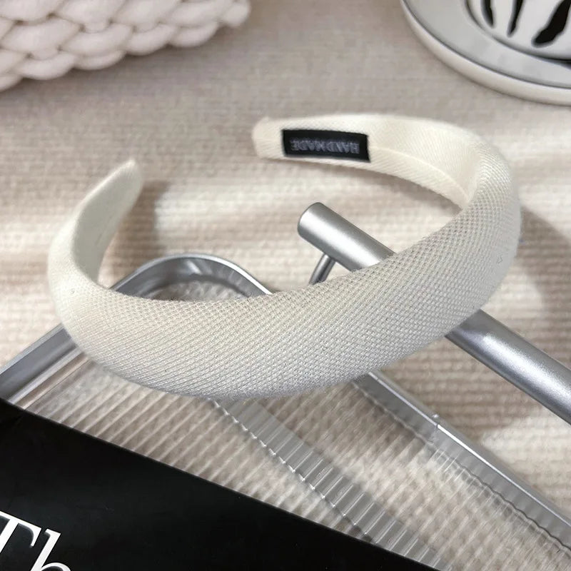 Autumn/Winter Black & White Plaid Headband – Sponge Wide Hair Band, Elegant Hair Hoop for Women & Girls, Fashion Hair Accessories