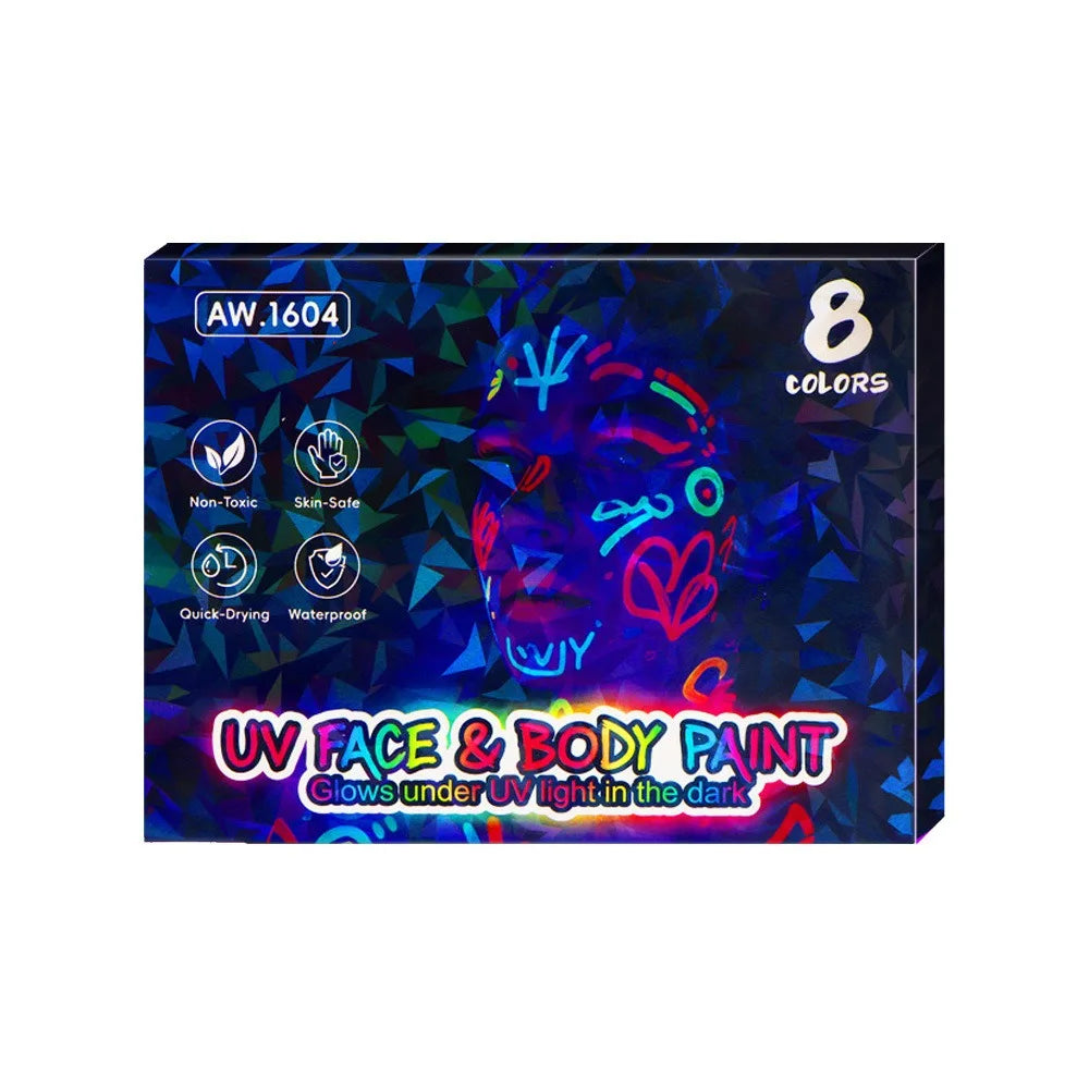 8-Color Neon UV Acrylic Paint Pens - Fluorescent Glow-in-the-Dark Markers for DIY Art & Crafts