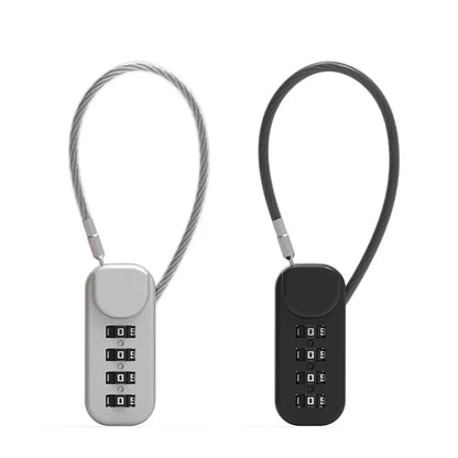 Portable 4-Digit Combination Lock – Zinc Alloy Anti-Theft Wire Rope Padlock for Luggage & Backpack Zippers