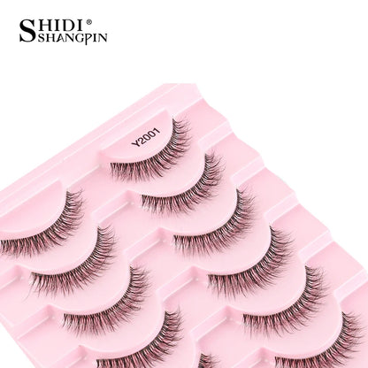 SHIDISHANGPIN 5/10 Pairs Cat Eye False Lashes – 3D Mink Half Lashes, Eyelash Extensions for Natural Makeup, Faux Cils Maquiagem