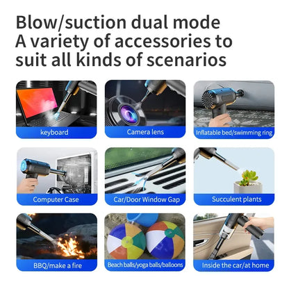 Portable Compressed Air Duster Blower Cleaner - USB Charging, High Power, Computer & Household Cleaning, Car Blower Cleaner