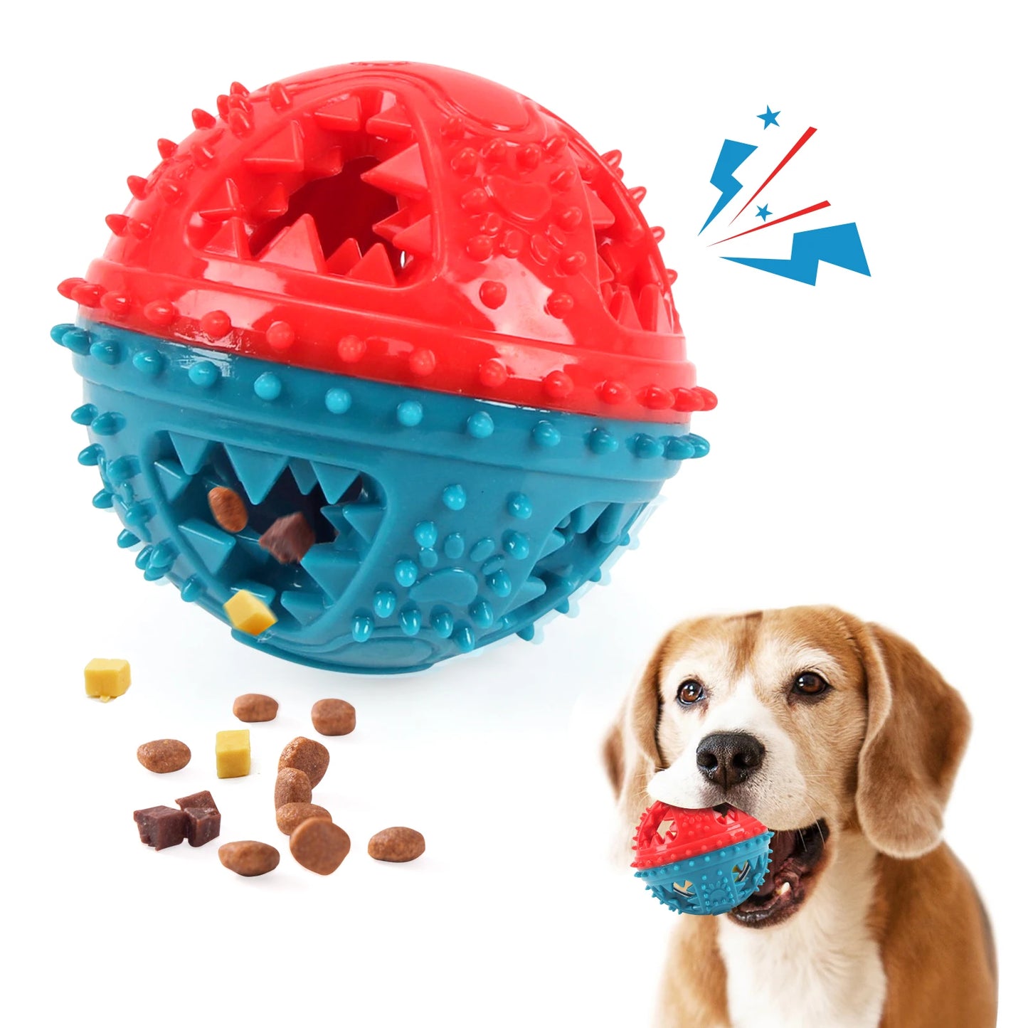 Dog Chew Sound Ball Toys - Interactive Treat Dispensing Teeth Cleaning & Training Pet Toy