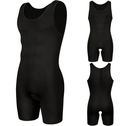 Men’s Sleeveless Bodysuit Shaper — Full Body Compression Undershirt, Tummy Control Slimming Vest Shapewear