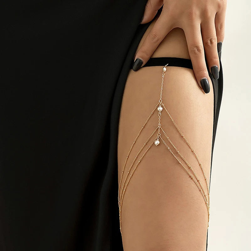 2024 Women’s Bohemian Thigh Chain – Double-Layer Star Body Chain Fashion Metal Leg Jewelry