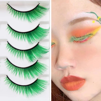 Colorful Halloween False Eyelashes – Blue, Red & Pink Cosplay Fake Lash Extensions for Makeup Looks