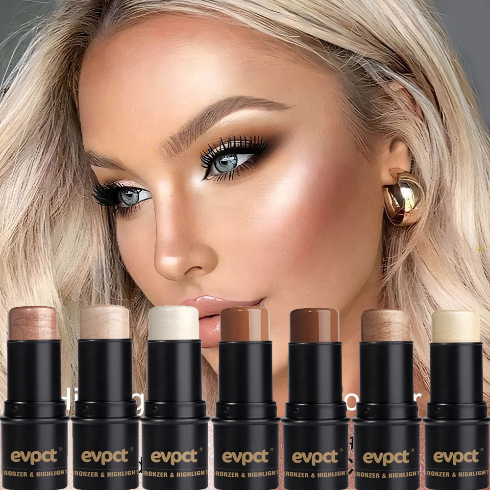 Highlighting & Bronzer Stick - Face Brightening Blusher, Rouge Concealer Pen, Long-Lasting Corrector & Nose Contouring Cosmetics