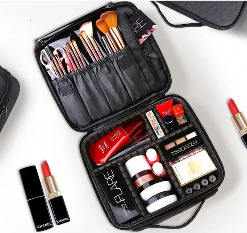 New Waterproof Makeup Bag for Women – Travel Cosmetic Case with Beauty Brush Storage & Embroidery Tool Organizer