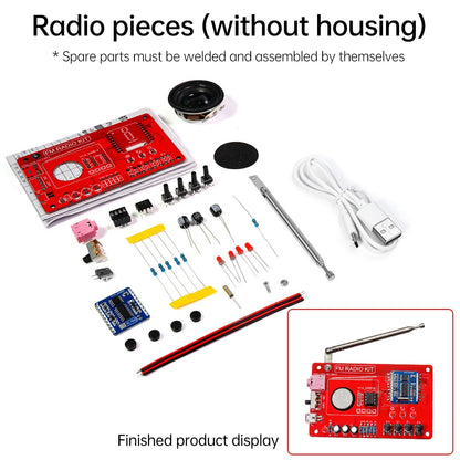 RDA5807 DIY FM Radio Kit - 87–108MHz Adjustable Frequency Digital Display Soldering Project for Electronics Practice