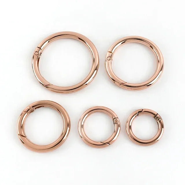10Pcs Metal O Ring Spring Clasps - 10-38mm Openable Round Carabiner Snap Hooks for Keychains, Bags & DIY Jewelry Accessories