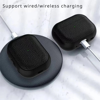 Leather Texture Case for Apple AirPods 1–4 & Pro — Protective Wireless Earphone Cover Anti-Lost