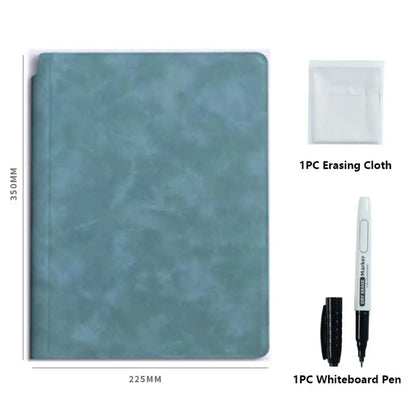 Reusable A4 Whiteboard Notebook - Erasable Leather Memo Pad with Pen & Cleaning Cloth