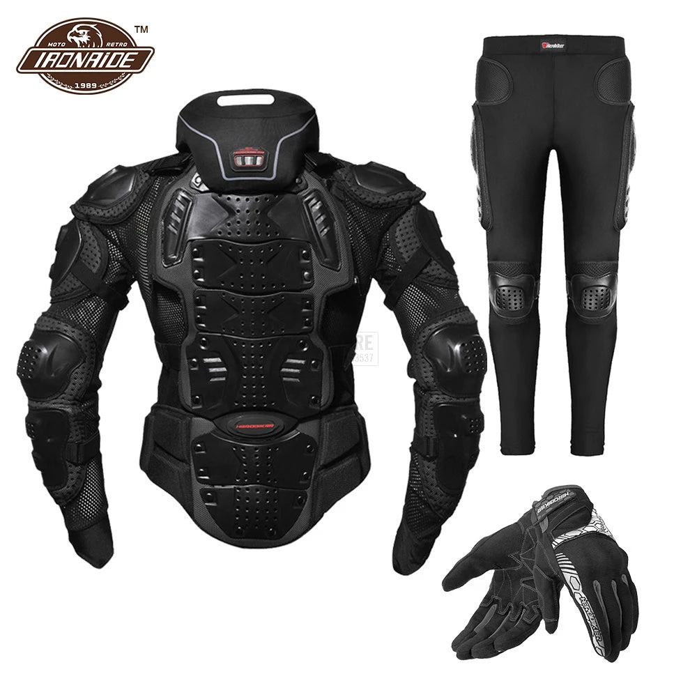 Motorcycle Jacket with Full Body Armor Set – Chest Armor Suit for Motocross Racing & Protective Moto Gear, Sizes S-5XL