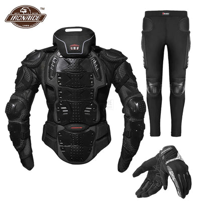 Motorcycle Jacket with Full Body Armor Set – Chest Armor Suit for Motocross Racing & Protective Moto Gear, Sizes S-5XL