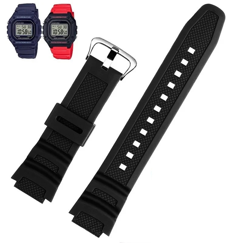 Rubber Silicone Watchband for Casio F-108WH, W-216H, W-218H, W-215, W-752, W-S200H & SGW-400/500H - Waterproof Replacement Watch Strap