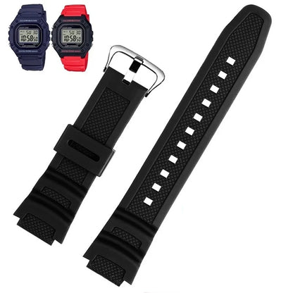 Rubber Silicone Watchband for Casio F-108WH, W-216H, W-218H, W-215, W-752, W-S200H & SGW-400/500H - Waterproof Replacement Watch Strap