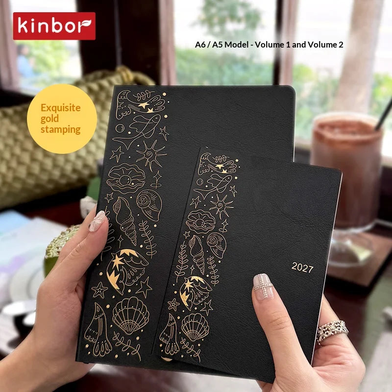 Kinbor 2027 A5/A6 Planner Notebook - Full-Year Daily Journal & Monthly Agenda for Time Management