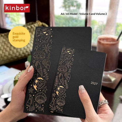 Kinbor 2027 A5/A6 Planner Notebook - Full-Year Daily Journal & Monthly Agenda for Time Management