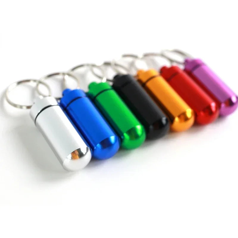 Mini Portable Pill Box – Waterproof Aluminum Case for Tablets, Vitamins, Fish Oils & Medicine Storage