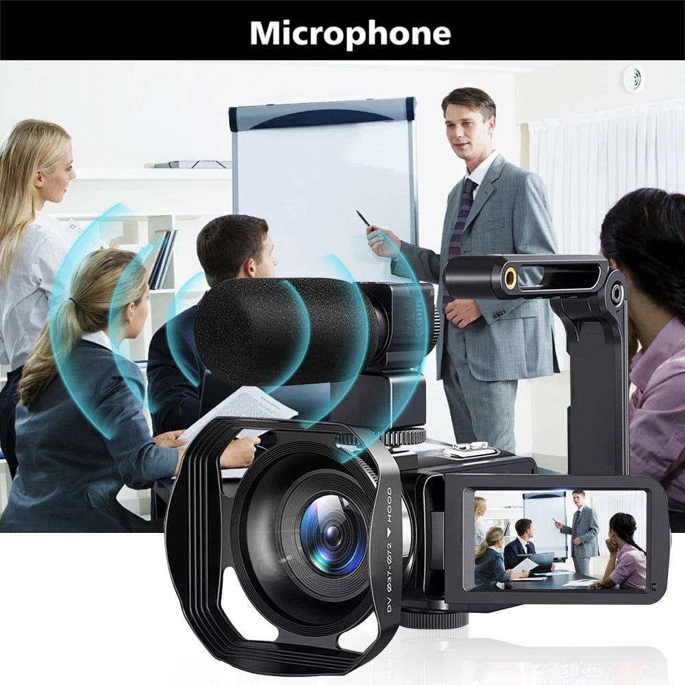 8K Digital Video Camera – 64MP Professional Recorder with 18X Digital Zoom, 3-Inch LCD Touch Screen Camcorder