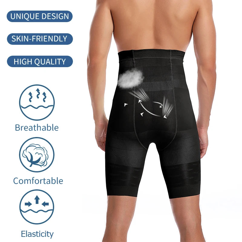 Men's Tummy Control Shorts – High Waist Slimming Shapewear for Abdomen, Belly Flat Body Shaper, Compression Boxer Briefs, Size 3XL