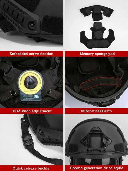 FAST Tactical Helmet – Kevlar High-Quality Outdoor Hunting Helmet with Wendy Floating Pad