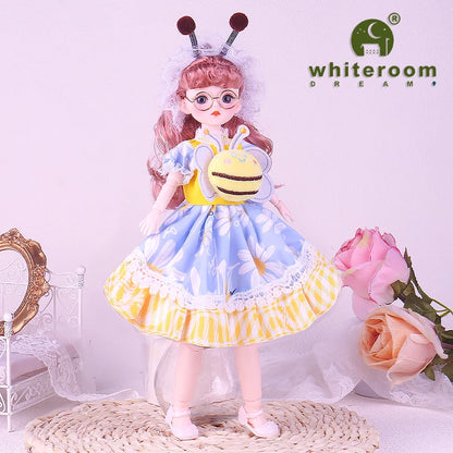 30cm 1/6 BJD Ball Jointed Doll – Starry Gray Eyes with Lolita Fashion Dress, DIY Toy Gift for Girls