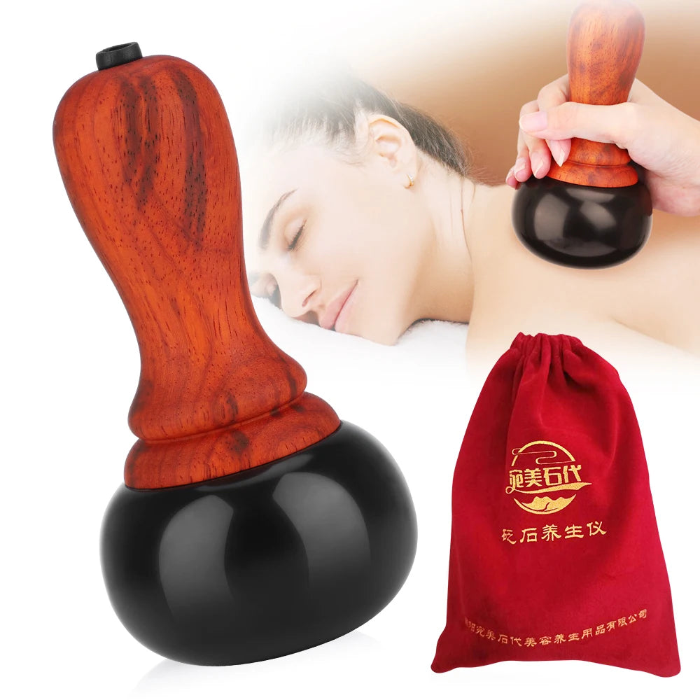 Hot Stone Electric Gua Sha Massager: Natural Bianstone Scraping for Back, Neck, Face - Relax Muscles, Skin Lift Care Spa