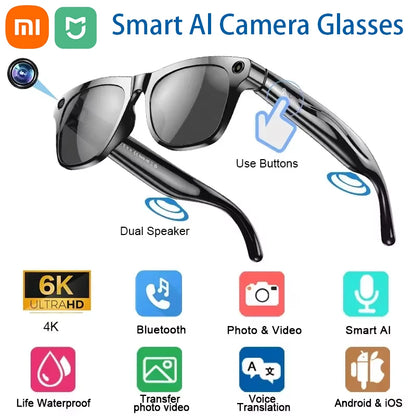Xiaomi Mijia 6K HD AI Smart Glasses — 100MP Camera, ChatGPT, Bluetooth Call, Voice Assistant, 260mAh Battery