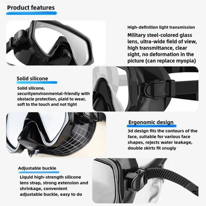 Dry Snorkel Set with Tempered Glass Diving Mask – Professional Panoramic Snorkeling & Swimming Training Gear for Adults