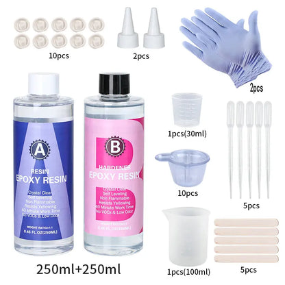 1:1 Crystal Clear Epoxy Resin Kit - High Gloss Bubble Free Art Resin for DIY Casting Coating & Jewelry Making