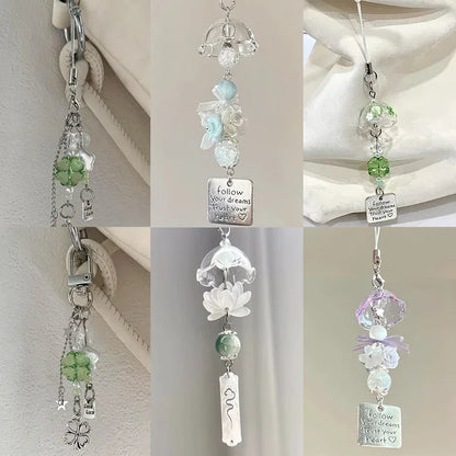 Transparent Wind Chime Keychain – Cute Kawaii Pendant for Mobile, Bag, and Home Decoration