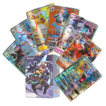 60-100Pcs English Pokemon Cards – Holographic EX, Vstar, Vmax, GX, Charizard, Mewtwo & Evolution Combos