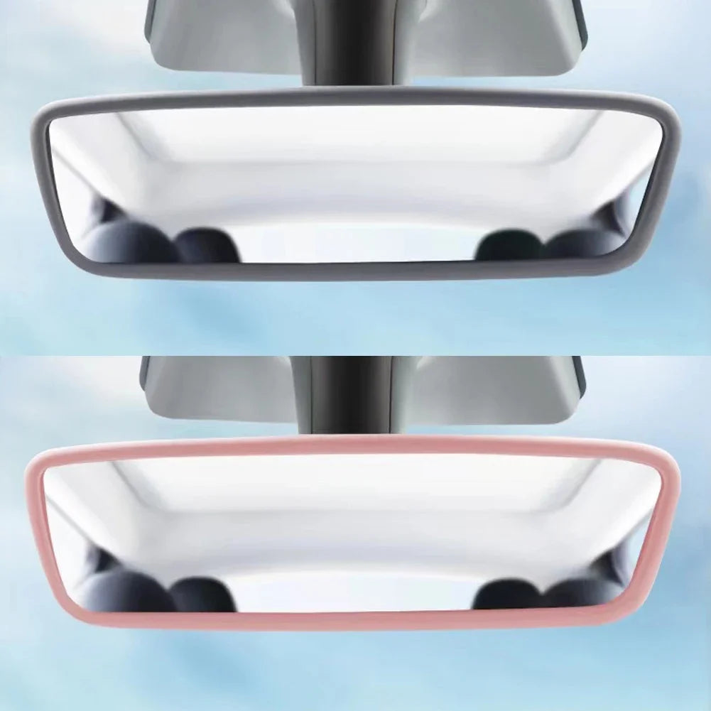 Silicone Rearview Mirror Protector Frame for Tesla Model 3/Y/S/X — Interior Console Cover Rubber Case Accessory