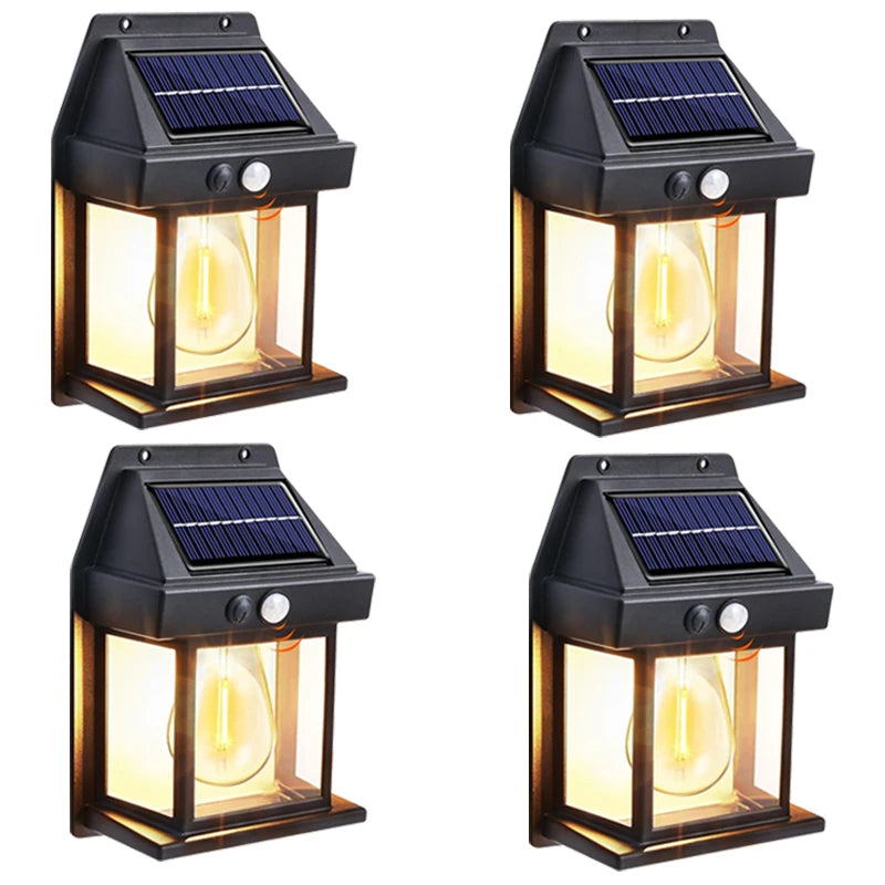 Solar Motion Sensor Wall Light - Waterproof Outdoor LED Garden Yard Lamp with 3 Lighting Modes