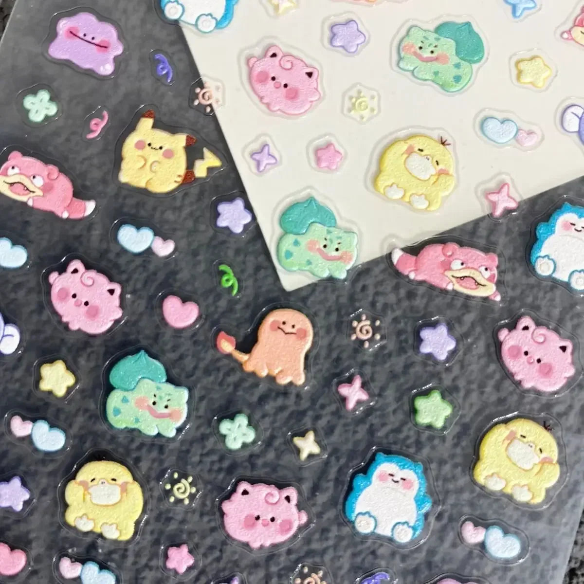 Pokemon Pikachu 5D Nail Stickers - Embossed Nail Art Decals for DIY Phone Case Decor Birthday Kids Gift