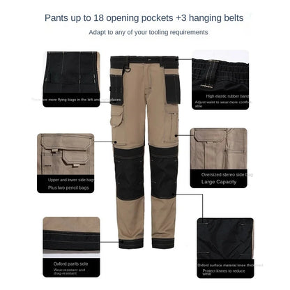Men’s Multi-Pocket Cargo Work Pants with Knee Pads – Durable Wear-Resistant Tactical Trousers for Outdoor Workwear and Construction Use