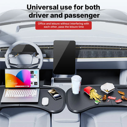 Caer Portable Car Steering Wheel Desk — Foldable Laptop & Food Tray for Tesla Model 3/Y with Storage Bag
