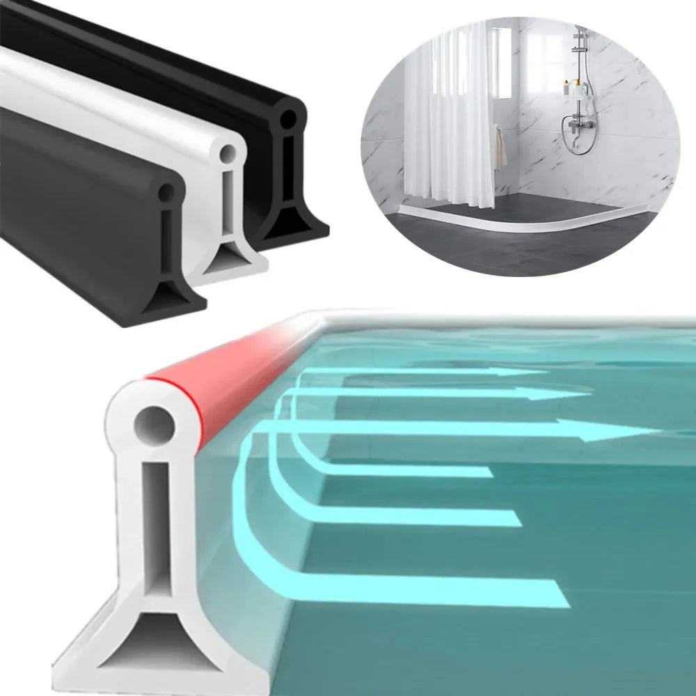 Bendable Silicone Water Retaining Strip - Bathroom Shower Barrier for Kitchen and Wet-Dry Separation