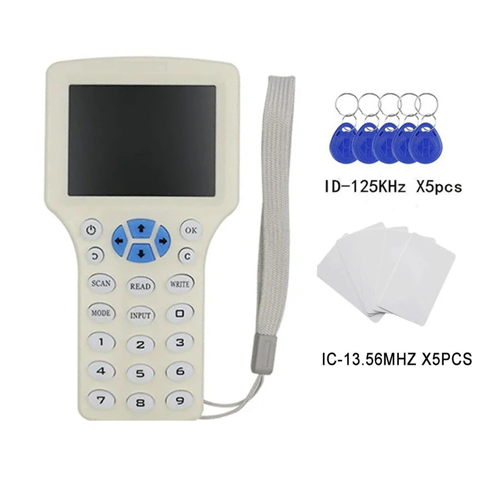 10-Frequency NFC Smart Card Reader & Writer | 125K/13.56MHz RFID Copier USB Key Programmer