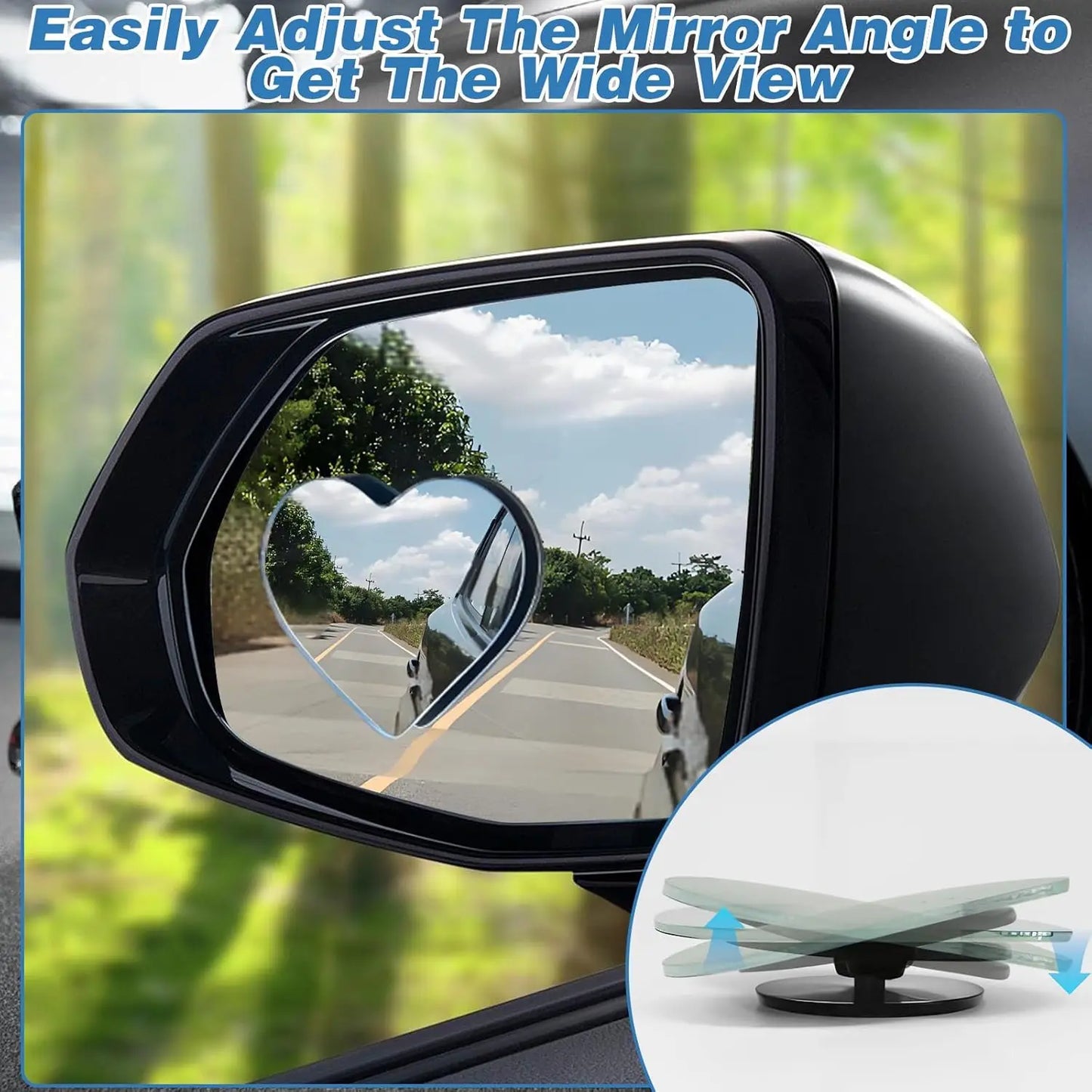 2pcs 360° Adjustable Car Blind Spot Mirrors – HD Convex Rear View Mirror for SUV & Parking