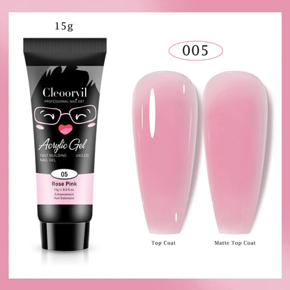 15ml Solid Nail Extension Gel – Poly Acrylic Crystal Gel in Naked Color, UV/LED Quick Build & Nail Extension Polish
