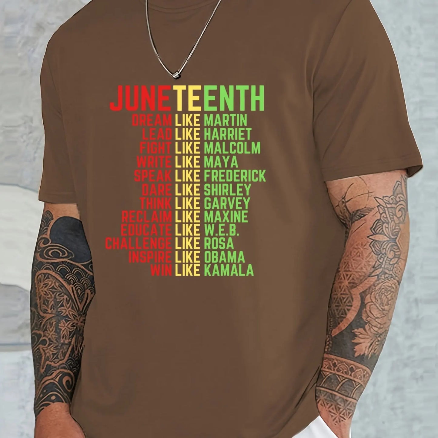 Oversized Men’s Juneteenth T-Shirt – Trendy Summer Casual O-Neck Short Sleeve Tee for Outdoor Sports