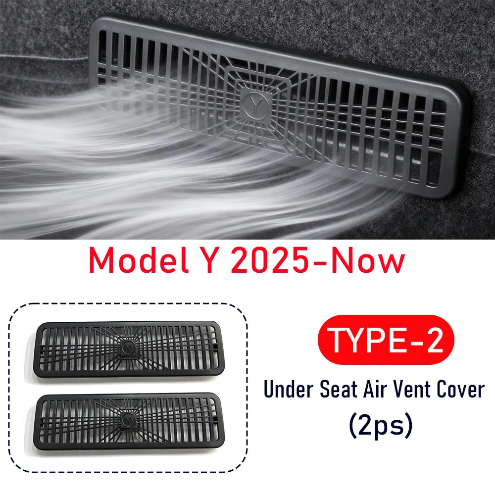 Tesla Model 3 and Model Y Juniper Under-Seat Vent Cover – Rear Air Conditioning Outlet Protector Grill (2025–2026)
