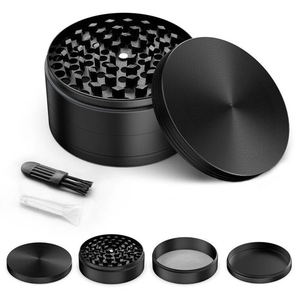 75mm (3") 4-Layer Zinc Alloy Herb Grinder — 4-Piece Large Spice & Smoking Crusher