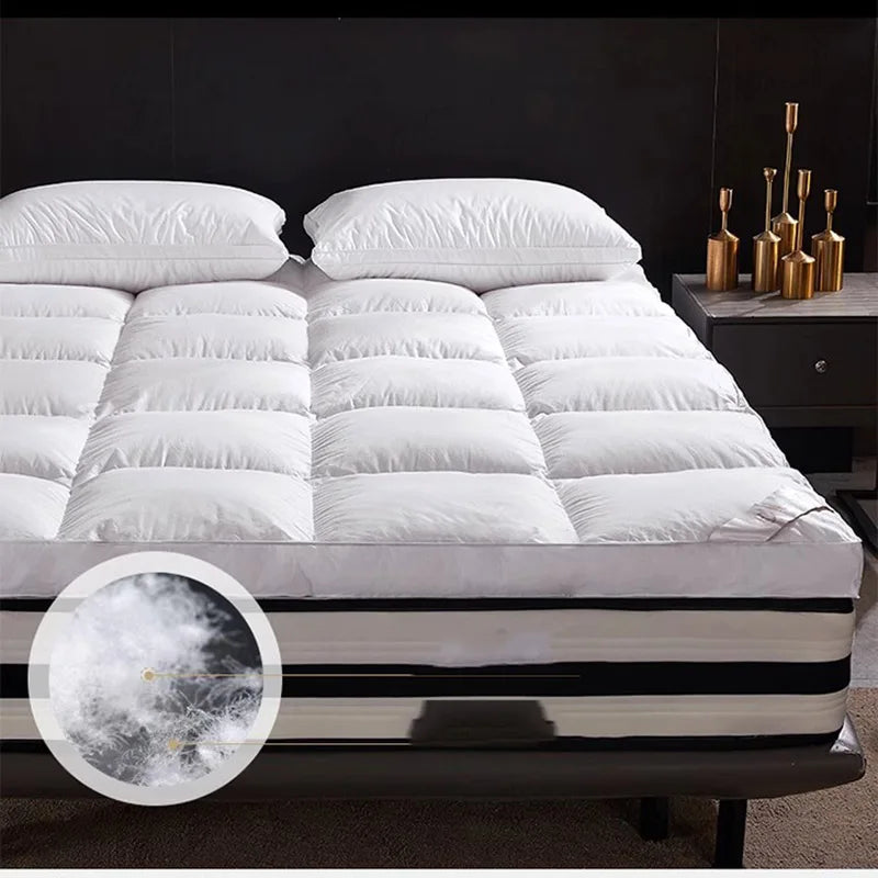 SongKAum 100% White Goose Down Mattress – Thickened, Warm Tatami Pad for Luxury Five-Star Comfort, King & Queen Size