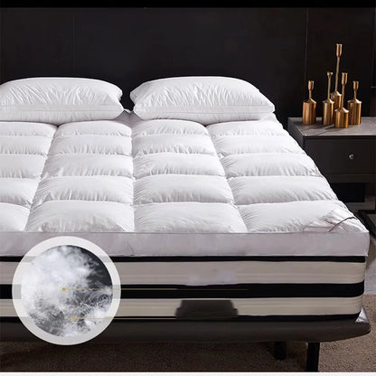 SongKAum 100% White Goose Down Mattress – Thickened, Warm Tatami Pad for Luxury Five-Star Comfort, King & Queen Size