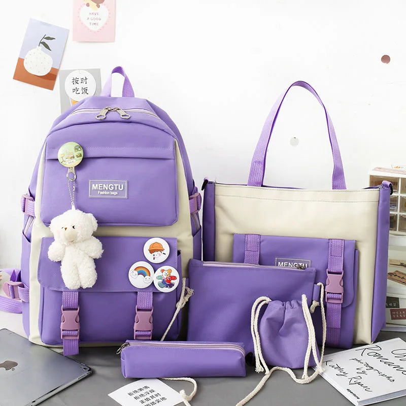 Women Fashion Backpack Set – Waterproof High-Capacity College Laptop School & Travel Bag for Trendy Girls